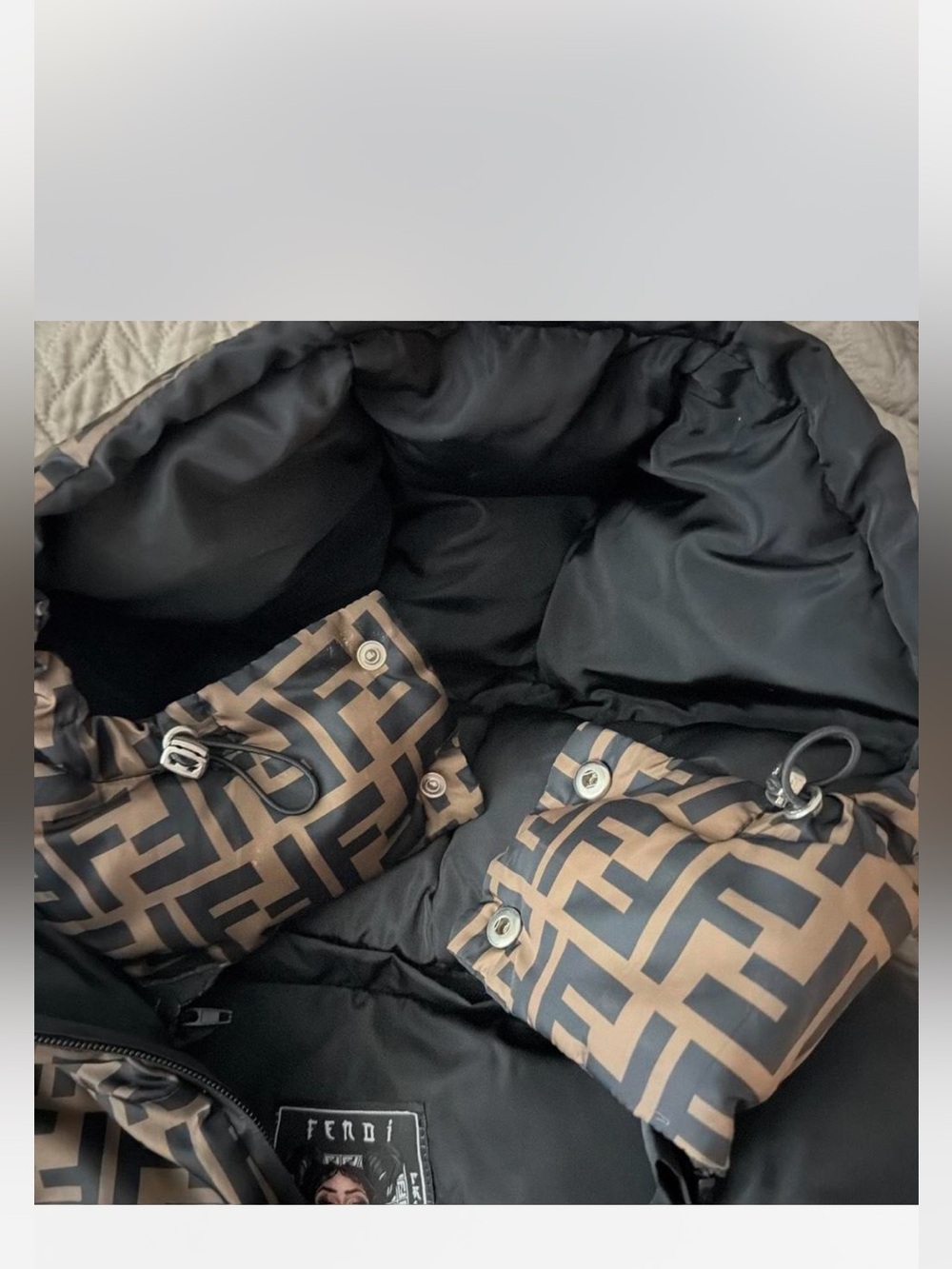 Brown & Black FF Logo Puffer Jacket for woman’s - Picture 5 of 5